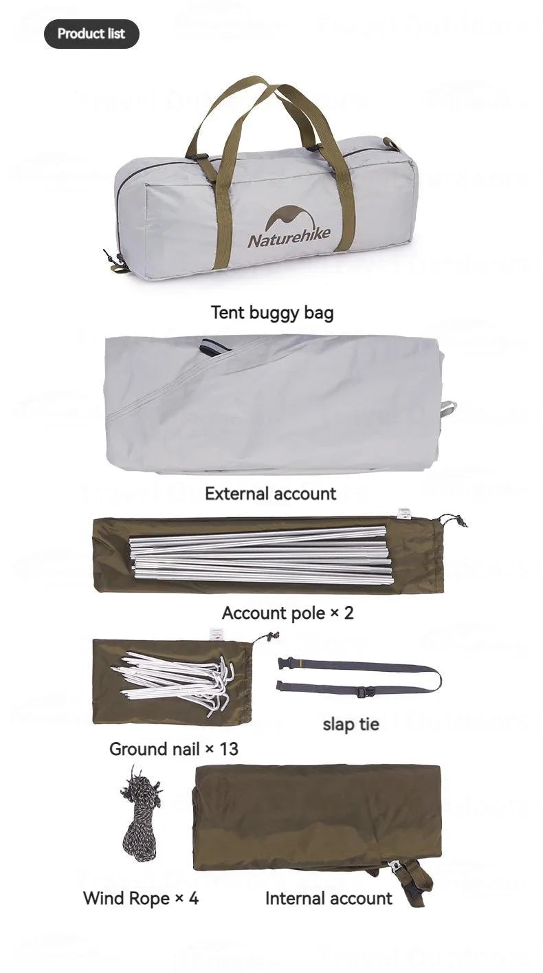 Naturehike Ultralight Backpacking Tent Dome Shelter Tent for 2-3 Person Camping Hiking Trekking Double Layer Lightweight 2.5kg