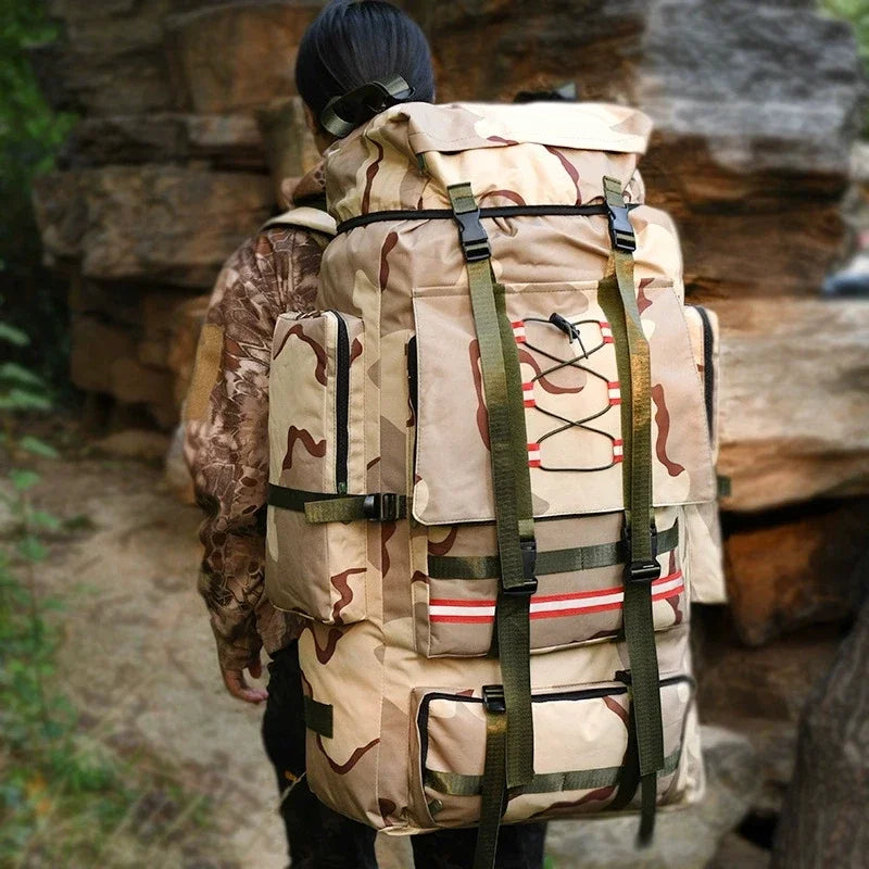 130L Hiking Camping Backpack Travel Large Luggage Bag Men Trekking Outdoor Sports Pack Molle Trekking Rucksack for Men Big Bag