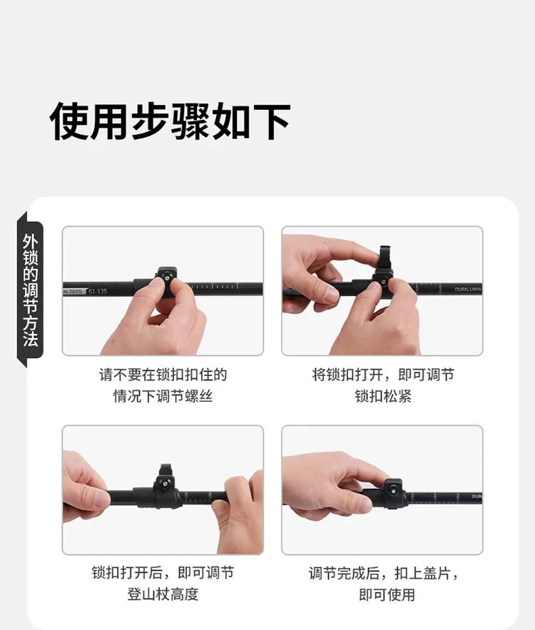 Naturehike-Aluminum Telescopic Trekking Pole, Folding Stick, Hiking Pole, Outdoor Trekking Pole, 3 Section, 7075, ST03