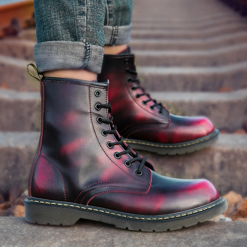 Fashion Men's Boots British Style High Top Casual Sneakers Men Luxury Designer Work Shoes Outdoor Anti slip Motorcycle Boots Mal