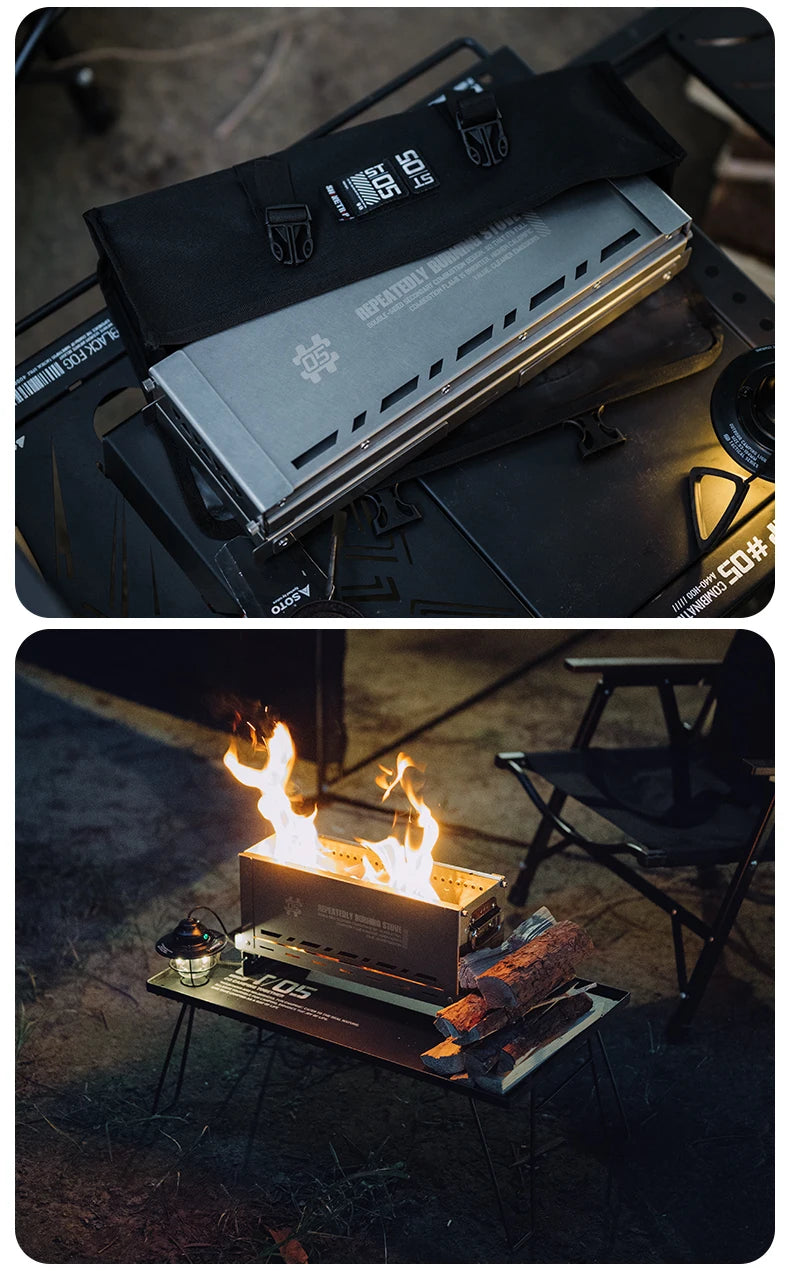 Outdoor Camping Second Burner Stove ShineTrip Thickened Stainless Steel Multifunctional Collapsible Portable IGT Half Unit Grill