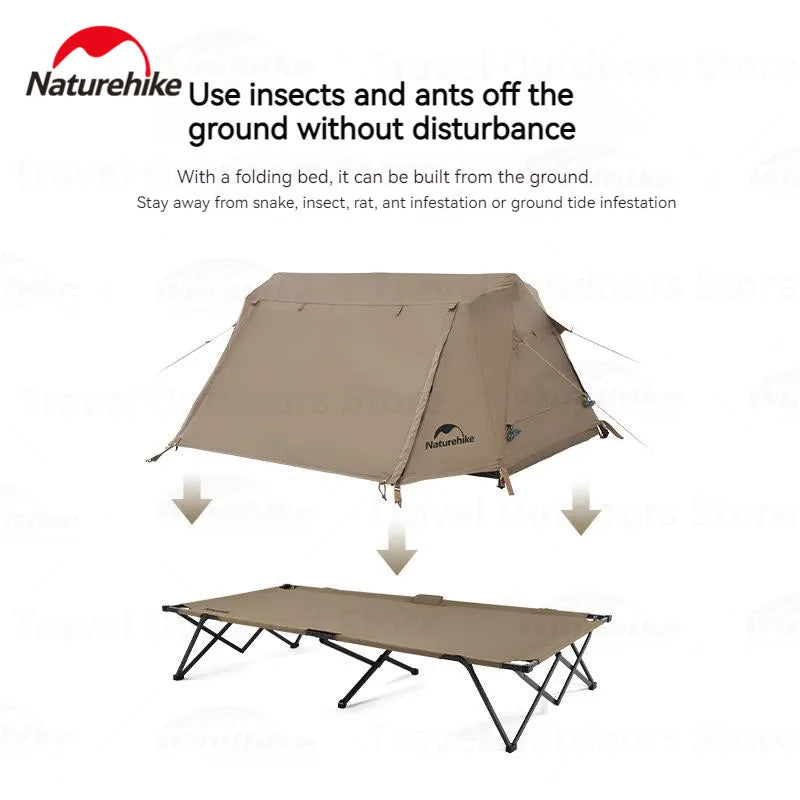 Naturehike A-Type Automatic Tent 1-2P Get Off The Ground Riverside Fishing One Touch Tent Quick Open Camping Bed Tent Waterproof