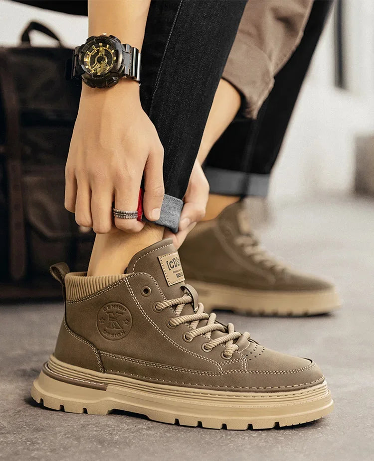 Men Ankle Boots Retro British High-top Men Boots Stylish Luxury High-top High Quality Leather Shoes Outdoor Men Motorcycle Shoes