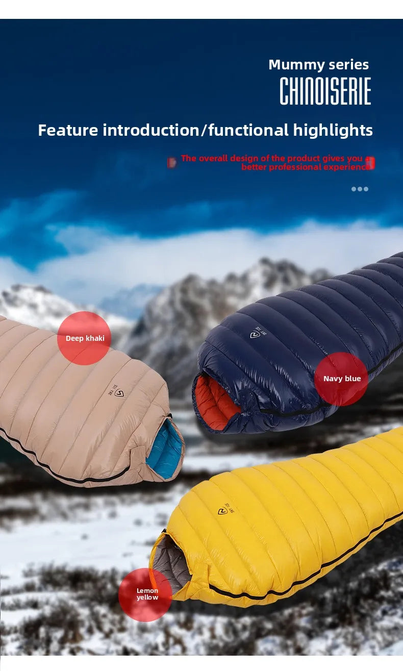 SKY ICEFeichan Mummy Down Sleeping Bag for Adults Outdoor Camping Winter Thickened Goose Down Cold-Proof Warm