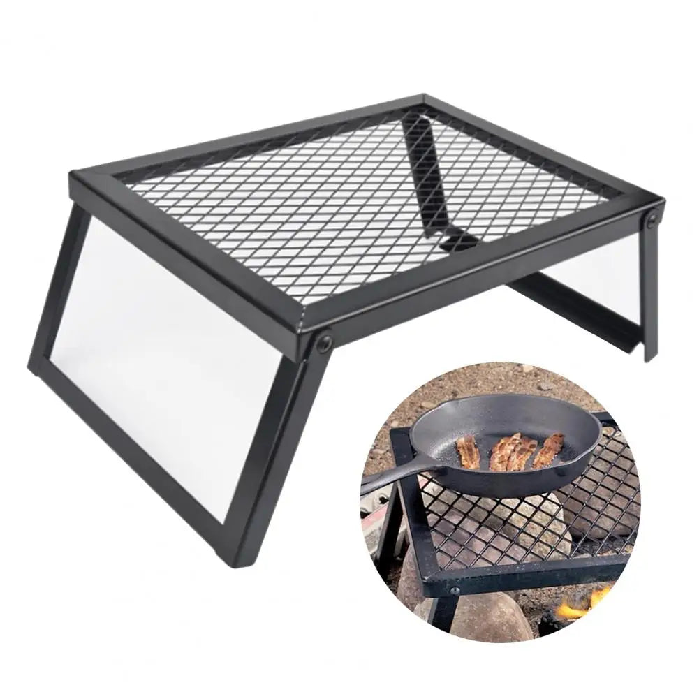 Folding Barbecue Rack Portable Folding Campfire Grill Grate Heavy Duty Steel Mesh Cooking Rack for Outdoor Bbq Picnic
