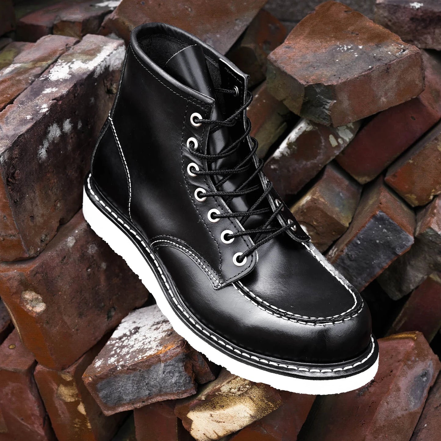 Durable Goodyear-Welted Stitchdown Rugged Style Work Boots Heritage Genuine Leather Moctoeboots Red For Men 1907 Shoes