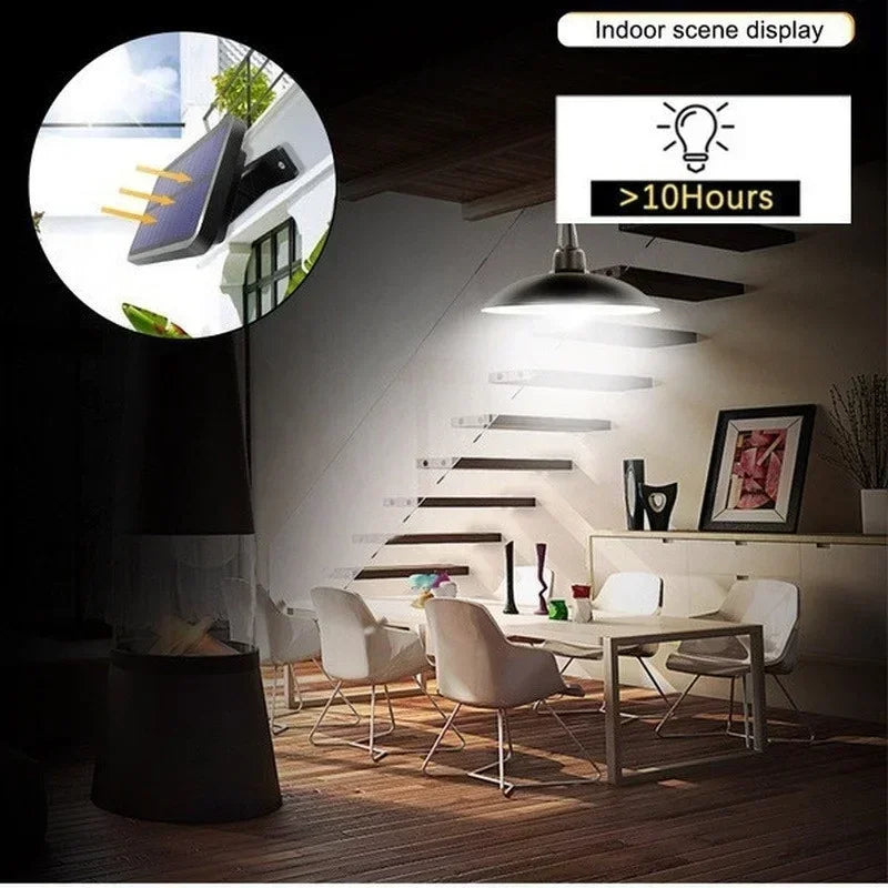 Solar Pendant Light Outdoor Waterproof LED Lamp Double-head Chandelier Decorations with Remote Control for Indoor Shed Barn Room