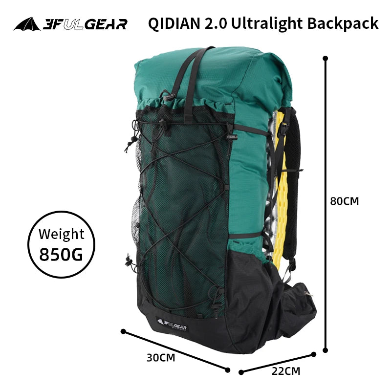 3F UL GEAR 40L+16L QIDIAN2.0 Backpack Ultralight Outdoor Camping Large Capacity Hiking Climbing Sport Waterproof Breathable Bag