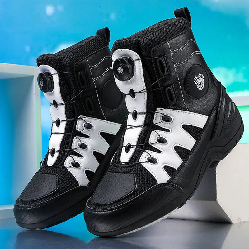 Men Motorcycle Boots New Waterproof Motorbike Riding Shoes Microfiber Breathable Men's Motorcycle Shoes Motos Bike Sport Boot