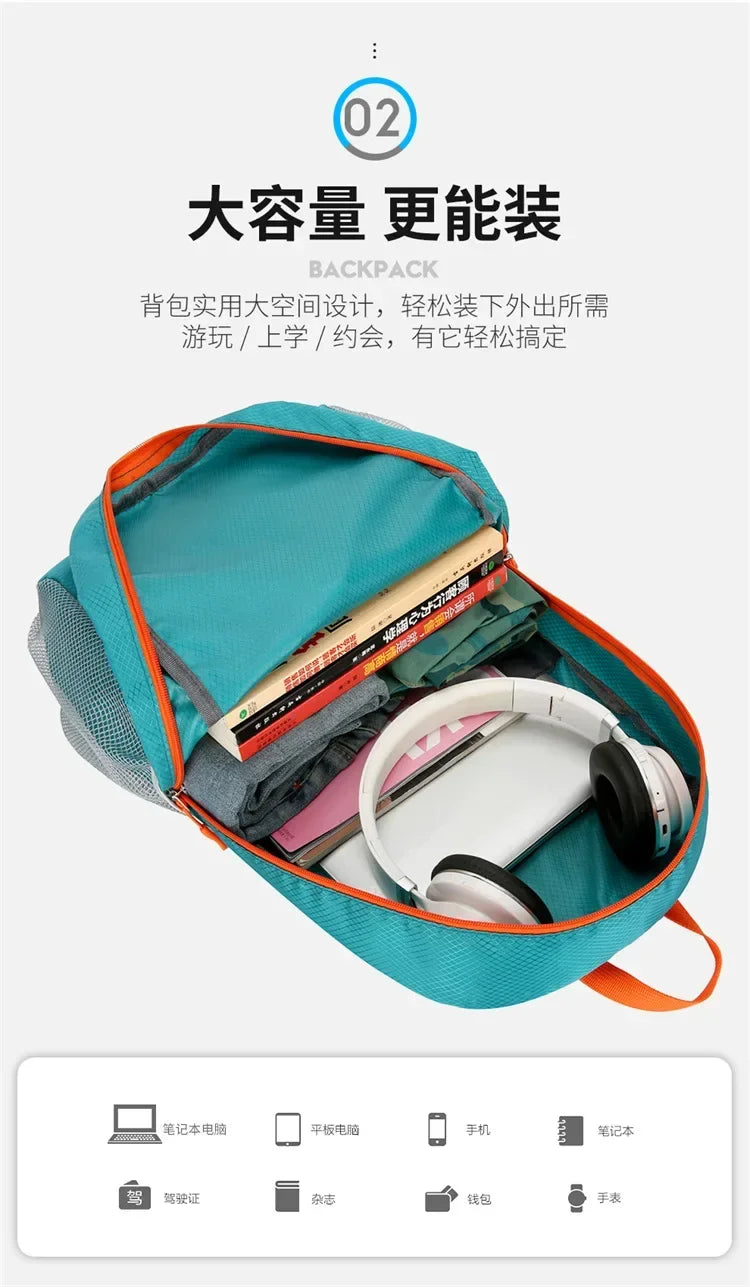 25L Light Folding Waterproof Unisex Hiking Fitness Camping waterproof Climbing Travel Bag Outdoor Sports Leisure Backpack