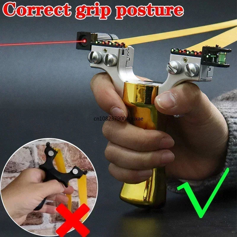 Professional Hunting Slingshot Tirachinas With Level High Precision Instrument For Outdoor Catapult Balls Laser Aiming Shooting