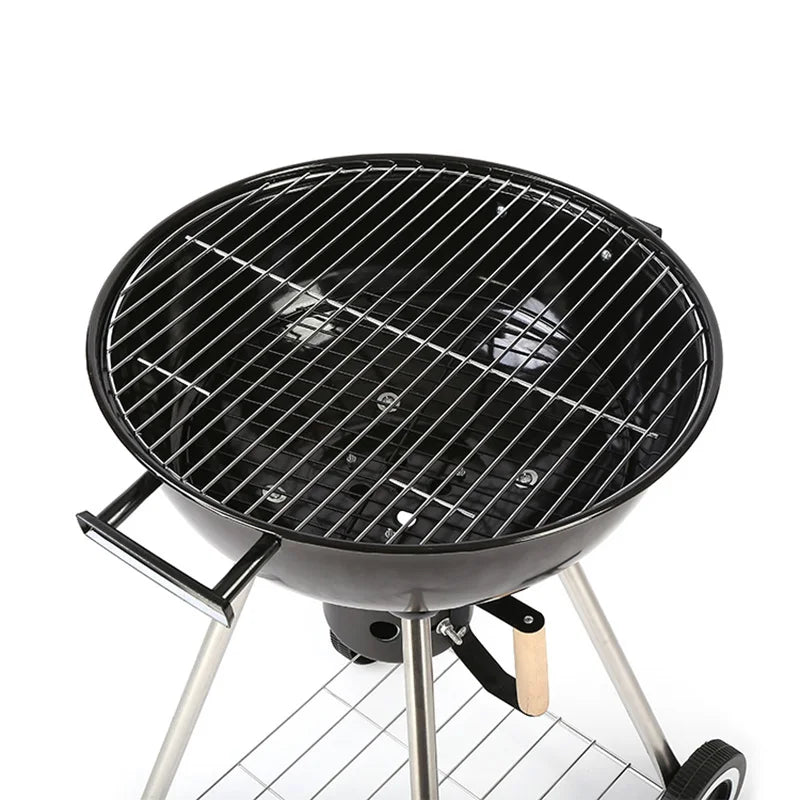Windproof Outdoor BBQ Grill  American Charcoal Apple Smoking Rack  Movable Four-Legged Grill  Detachable Camping BBQ Pan