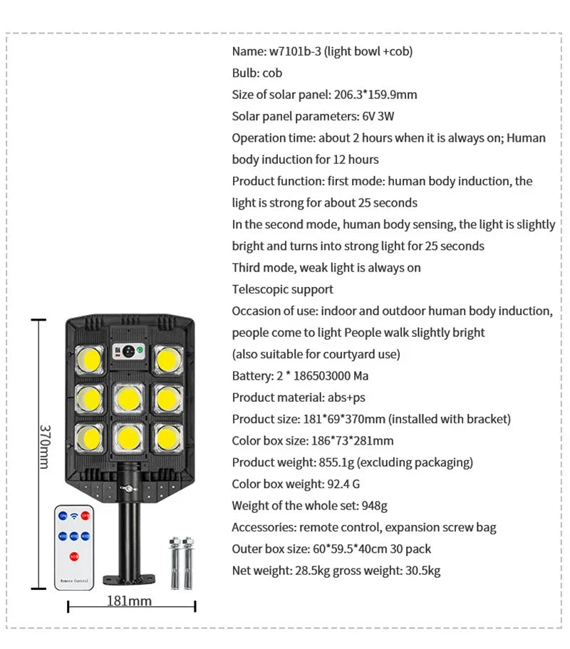 Newest Solar Street Lights Motion Sensor LED Solar Flood Light Dusk To Dawn Outdoor IP66 Waterproof LED Security Lamp for Yard