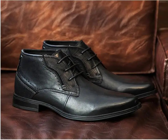 2023 Spring Autumn Ankle Boots Fashion Male Cow Genuine Leather Shoes Lace Up Leisure Leather Boots Motorcycle Shoes Boys A050