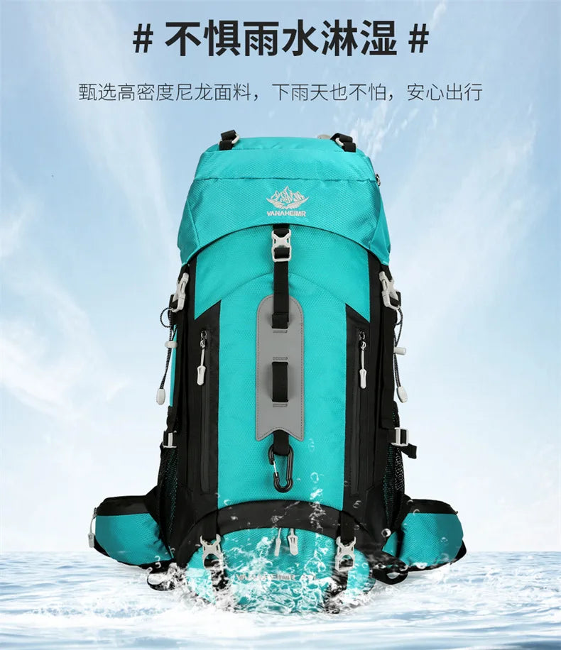 60L Large-Capacity Outdoor Mountaineering Backpack,Anti Splashing Water Wear-Resistant Camping Hiking And Cross-Country Backpack