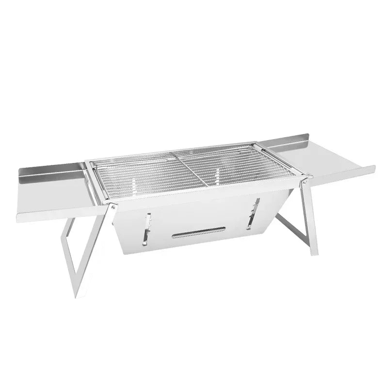 Stainless Steel Grill Outdoor Charcoal Thickened Barbecue Grill Household Small One Second Folding Carbon Grill
