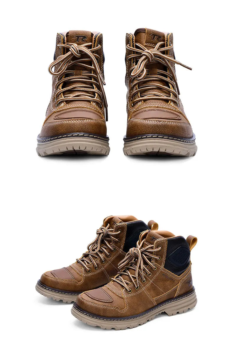 2025 TRtiger Men Retro Motorcycle Boots Mountain Hiking Botas Brown Outdoor Workwear Leisure Boot City Road Moto Riding Bota