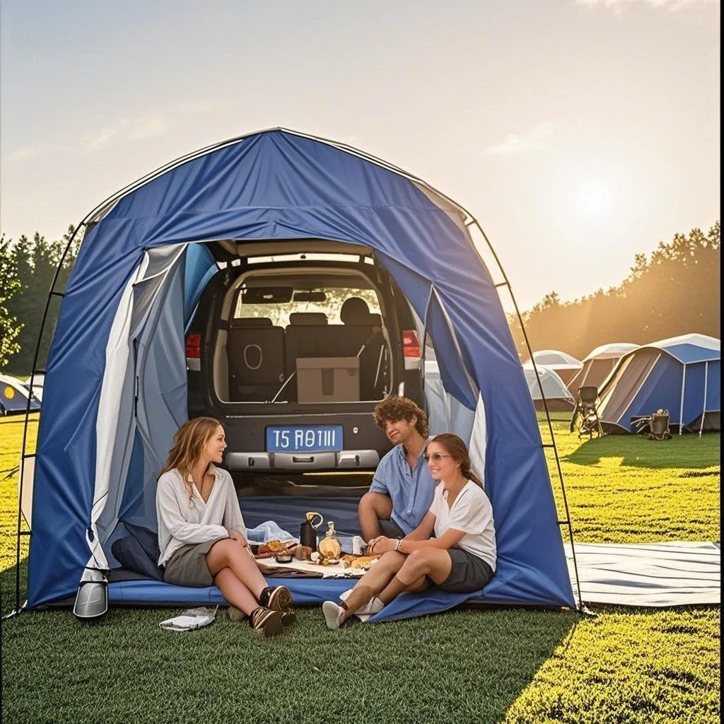 Easy Setup SUV Car Camping Tent - 4-Season Waterproof Tailgate Tent with Floor, 2-4 Person Large Space for Outdoor Adventures