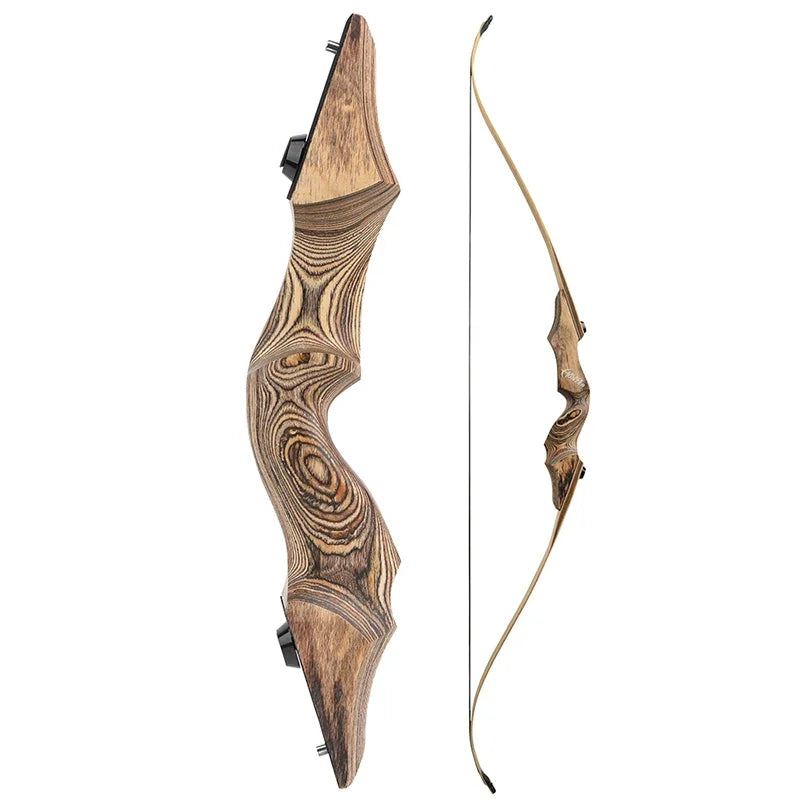 1PC 60 Inch Recurve Bow 20-60lbs Bamboo Core Limbs Wooden Riser Split Takedown Bow RH for Arrow Shooting Hunting Target
