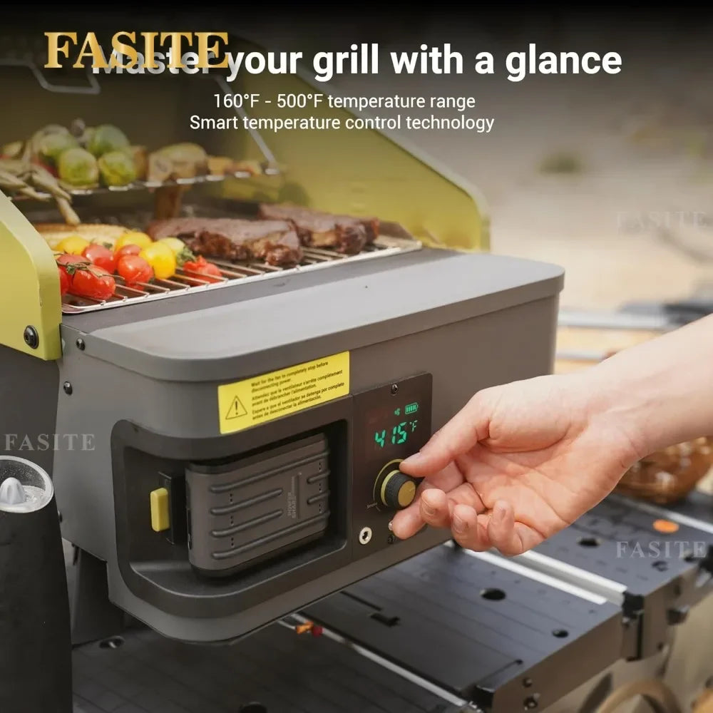 Green Portable Pellet Grill, Camping Stove, Battery-Powered Lightweight Compact Pellet Smoker