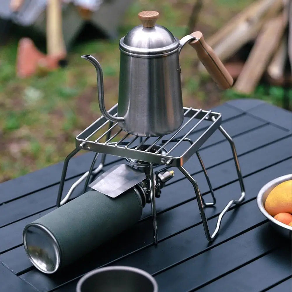 Outdoor Steel Stove Holder Foldable Portable Camping BBQ Cooking Campfire Gas Stove Stand Supplies