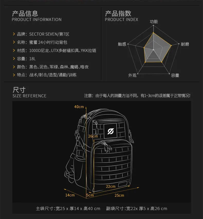 New Outdoor Mountaineering Army Fans Tactical Equipment Pack 24-hour Multi Functional Assault Action Backpack