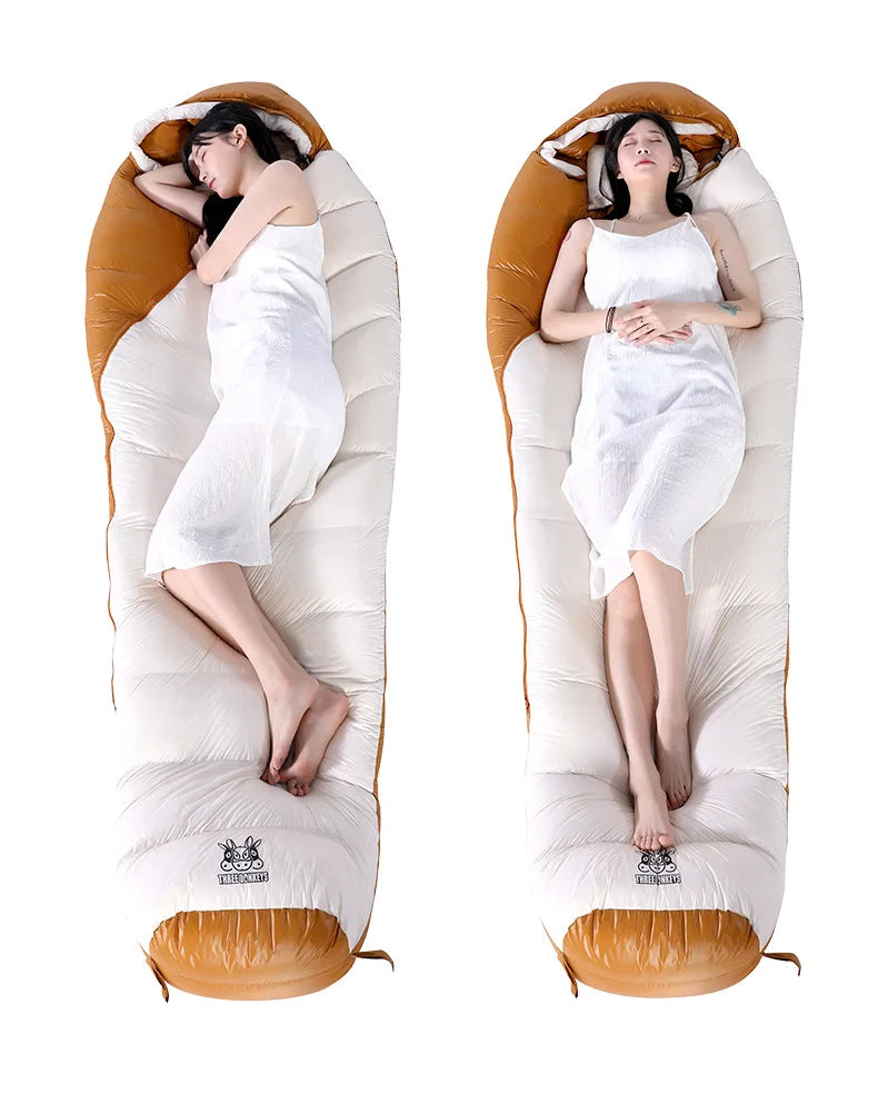 White duck down mummy down sleeping bag adult outdoor camping winter thickened cold minus 30 degrees Sleeping Bags