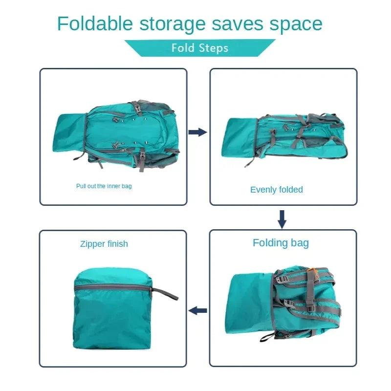 40L Outdoor Foldable Backpack Ultralight Waterproof Soft Camping Shoulder Pack Climbing Travel Mountaineering Hiking Cycling Bag