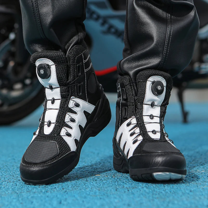 Motorcycle Shoes Riding Men Boots Motorcycle Casual Shoes Microfiber Waterproof Anti-slip Outdoors Travel Equipment Sneakers