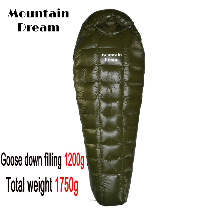 Mummy Checkered Sleeping Bag Very Warm White Goose Down Filling Suitable for Adults Winter Warm Camping Travel Hiking