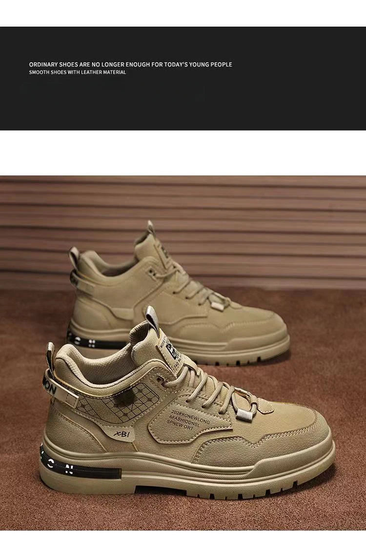 Men's Boots Mens Luxurious Design Casual Shoes Mens Motorcycle Boots Men's Waterproof and Wear-resistant Work Shoes