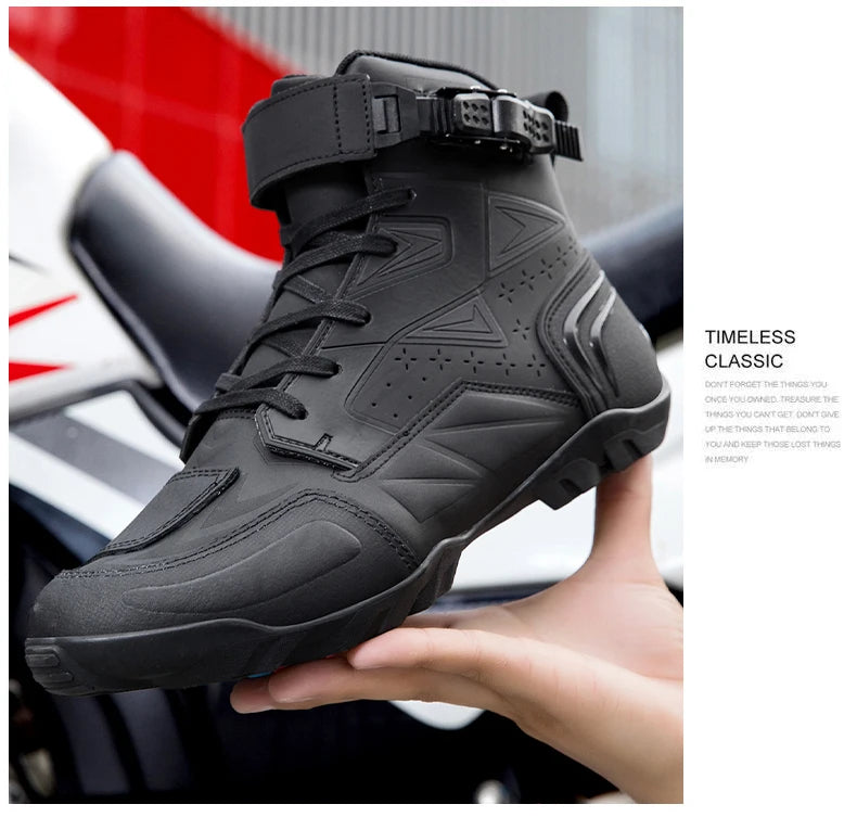 New Motorcycle Boots Men Breathable Motos Riding Boot TPU Protect Men's Motorcycle Shoes Anti Slip Motorbike Ankle Length Boots