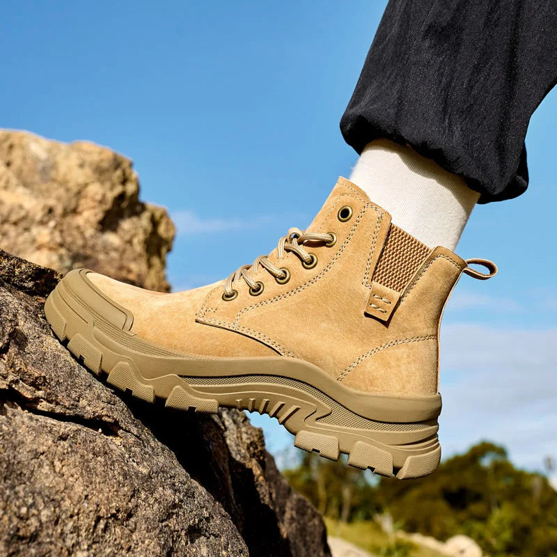 Non-slip Man Ankle Botas Non-Slip Outdoor Motorcycle Boots Versatile Leisure Snow Boots Street Style Mens Leather High Top Shoes