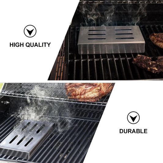 Stainless Steel Bbq Smoker Box Wood Chips Box Barbecue Grill Accessory Outdoor Bbq Smoking Equipment Barbecue Grill Accessory
