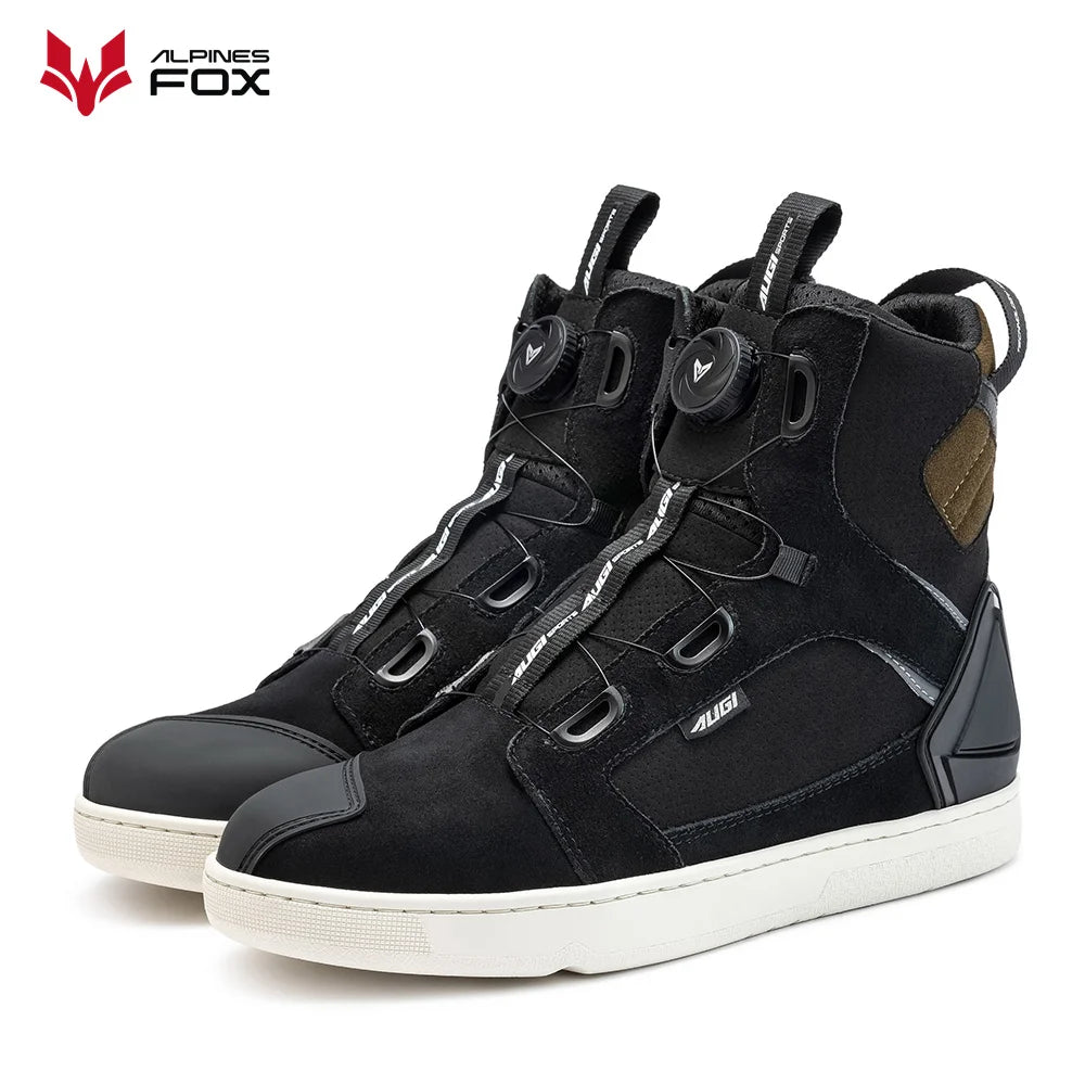 Motorcycle Rider Protective Boots Men Casual Breathable Sports Shoes Rubber Gear Shift Pad Reinforced Toe Motorcycle Sneakers