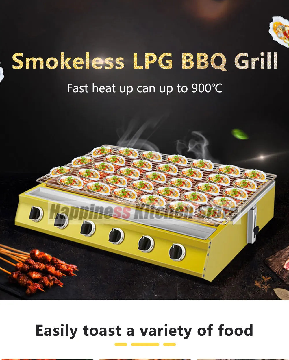 2/3/4 Burners BBQ Grill LPG Gas Grill Gas Stoves Stainless Steel Burners With Glass Covers Outdoors Camping Barbecue