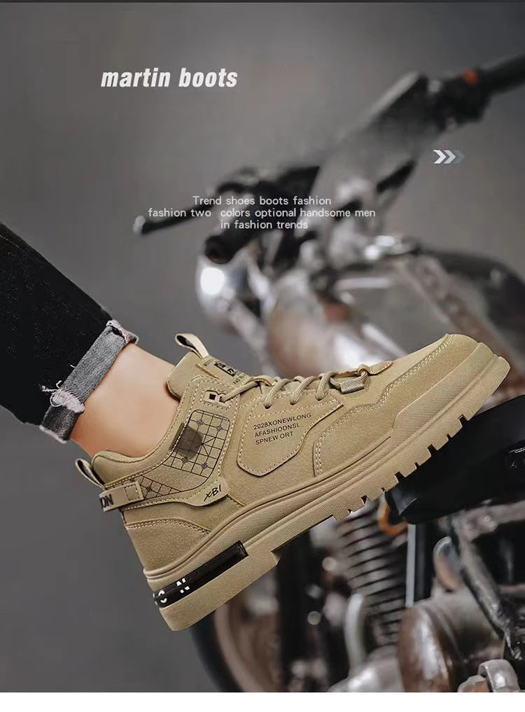 Men's Boots Mens Luxurious Design Casual Shoes Mens Motorcycle Boots Men's Waterproof and Wear-resistant Work Shoes