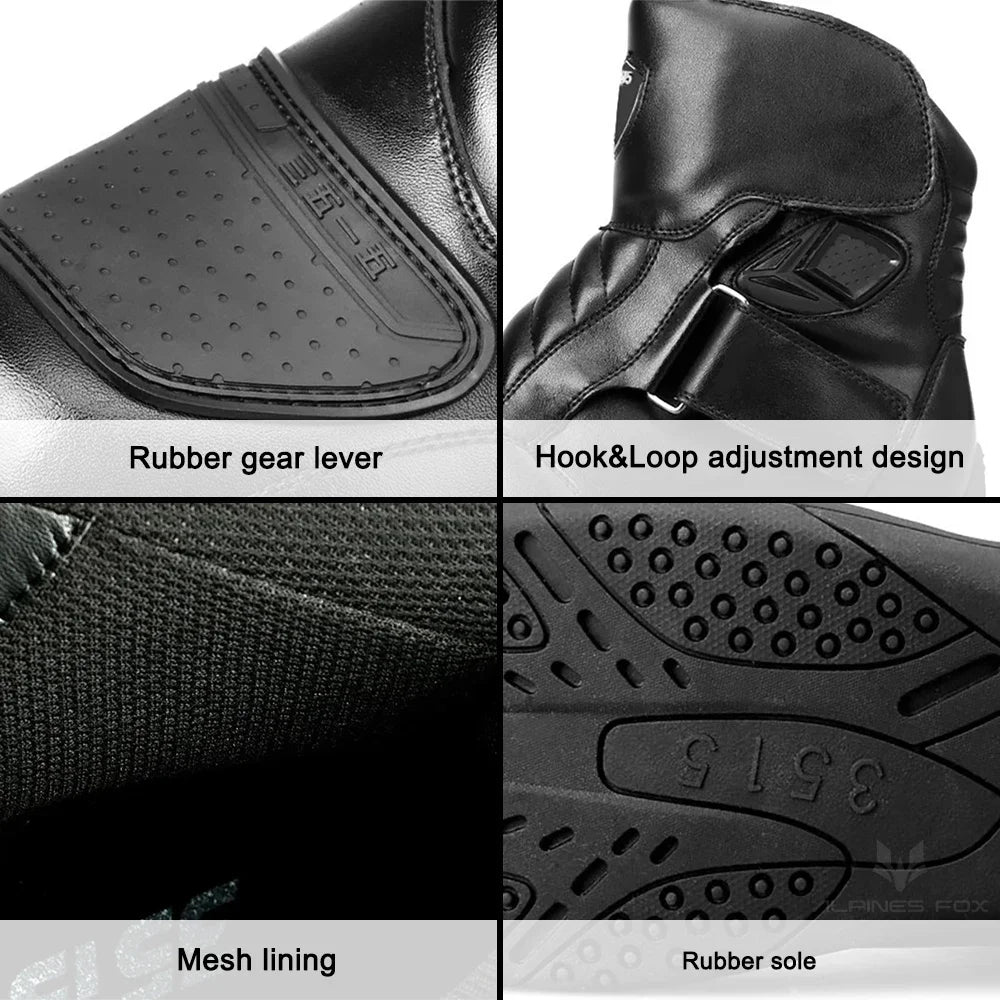 Retro Motorcycle Boots Leather Motorbike Anti-collision Foot Ankle Protective Shoes Moto Riding Short Boot Men