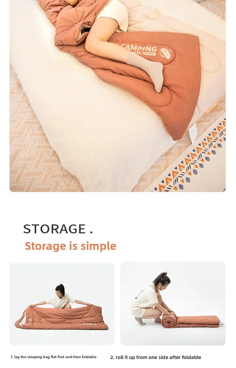 Sleeping bag for all seasons, suitable for adults, outdoor camping, overnight use, car use, and siesta, dual-purpose with warm