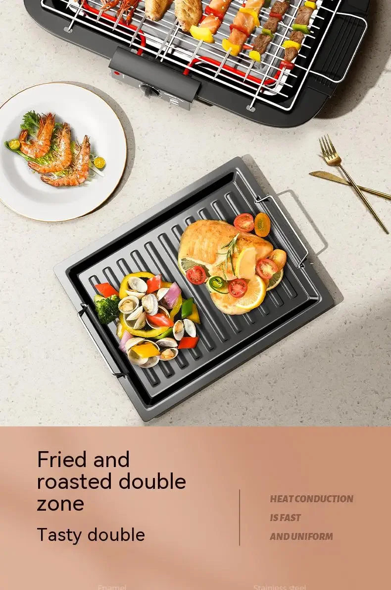 Electric Grill Indoor Smokeless Portable Food Barbecue Grill Smokeless Household Barbecue Grill Barbecue Skewers Portable Stove