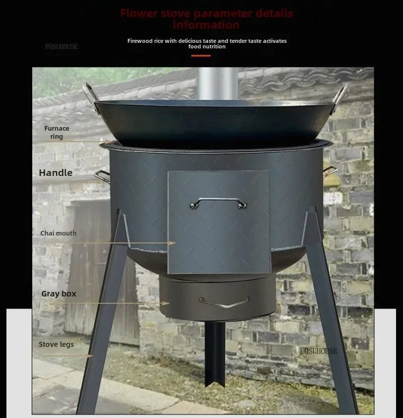 Chimeneas Camping Fire Pit Outdoor Grill Stand Camping Stove Heating Wood Fire Stove Household Rural Portable Brazier Stove