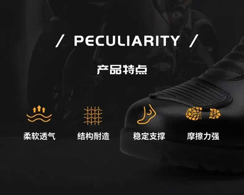 Motorcycle Boots Men Classic Motocross Boots with Reinforced Heel Toe Counter Waterproof Tall Motorcycle Touring Boot Botas Moto