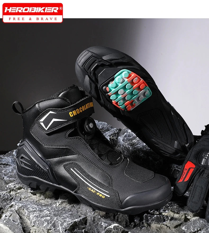 Riding Boots for Men Motorcycle New Leather Collision Avoidance Motos Shoes Anti Slip Wear-Resistant Motocross Protective Shoes