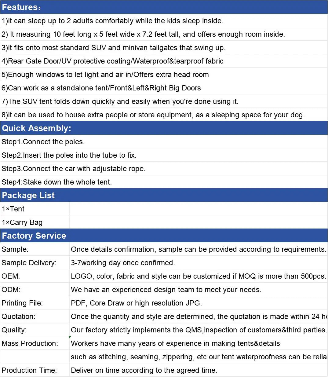 Camping Rear Hatch Tent, Tailgate Tents for back of Car, SUV Rear Tents 2-3 Person, Vehicle Tent Waterproof 4 Seasons fishing