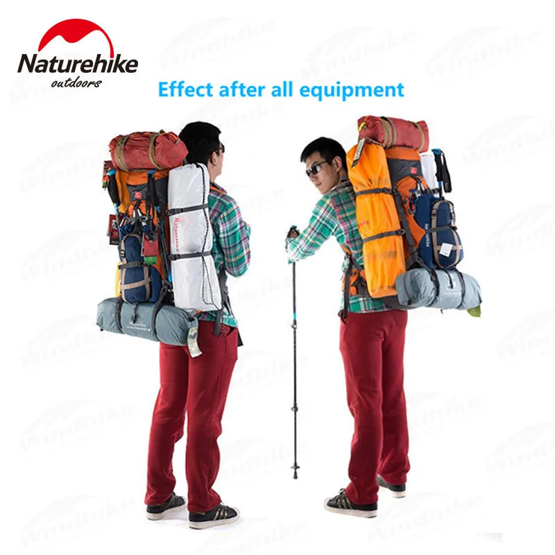 Naturehike 70+5L Backpack Camping Hiking Trekking Backpacking Lightweight Travel Bag With Aluminium Alloy Frame Waterproof Cover
