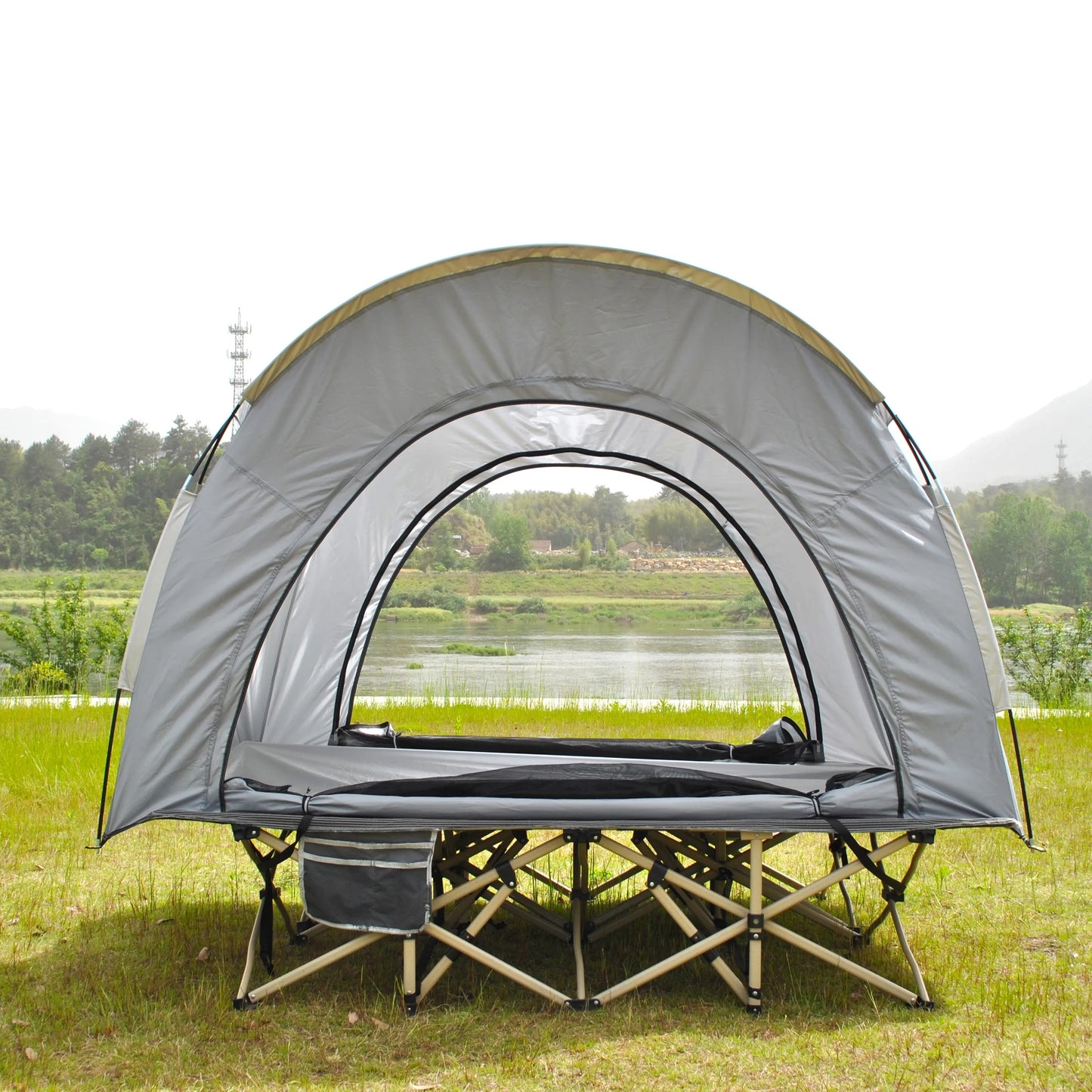 Off-Ground 3 Person Camping Fishing Tent with Double Mesh Doors - Insect Blocking, Durable Design, Easy Setup,Excluding bed