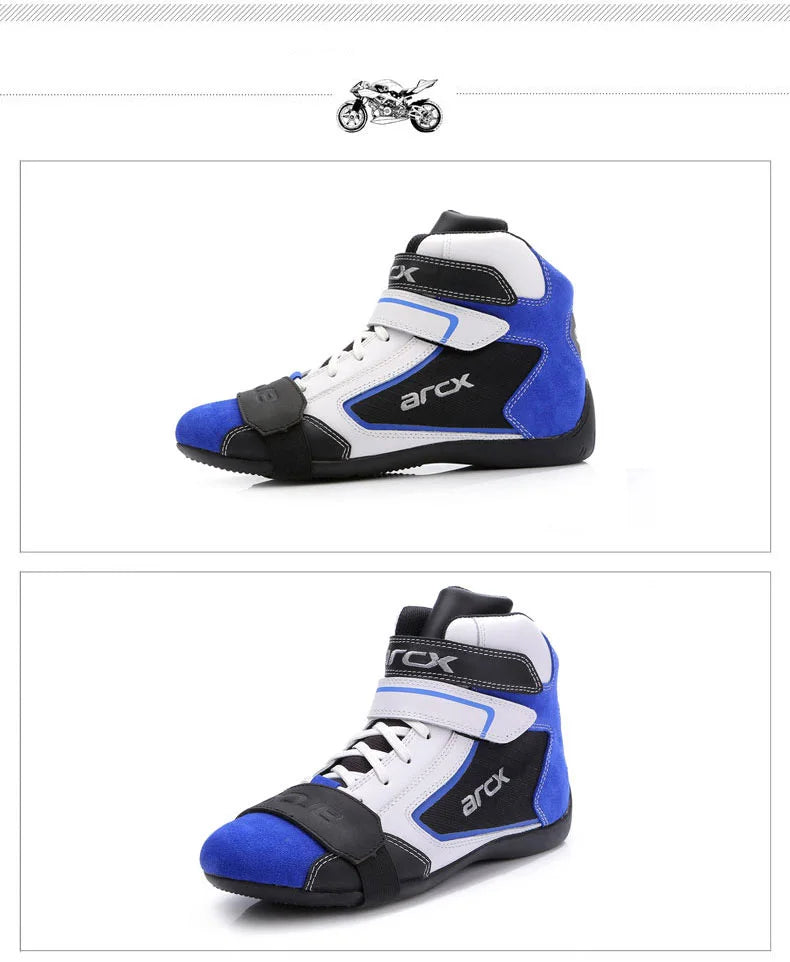 NEW ARCX Men's Motorcycle Boots Leisure Blue bottes moto Leather motorboats Street Moto Racing Ankle Four Seasons casual shoes