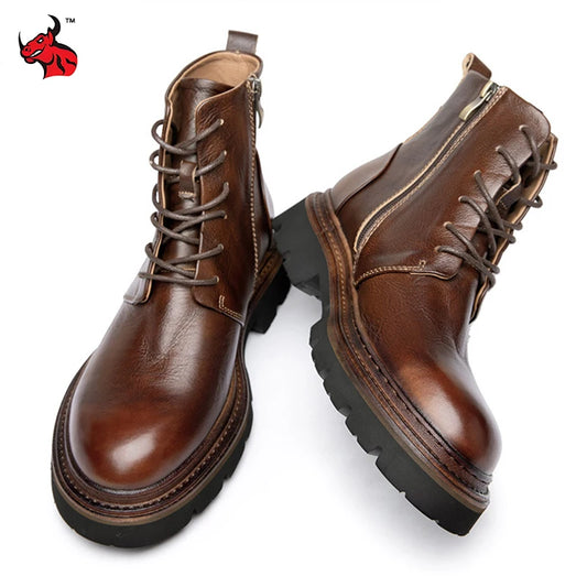 Waterproof Motorcycle Boots Leather Motorbike Ankle Boots Off-road Riding Boots Botas De Motociclista Cowhide Work Shoes Winter