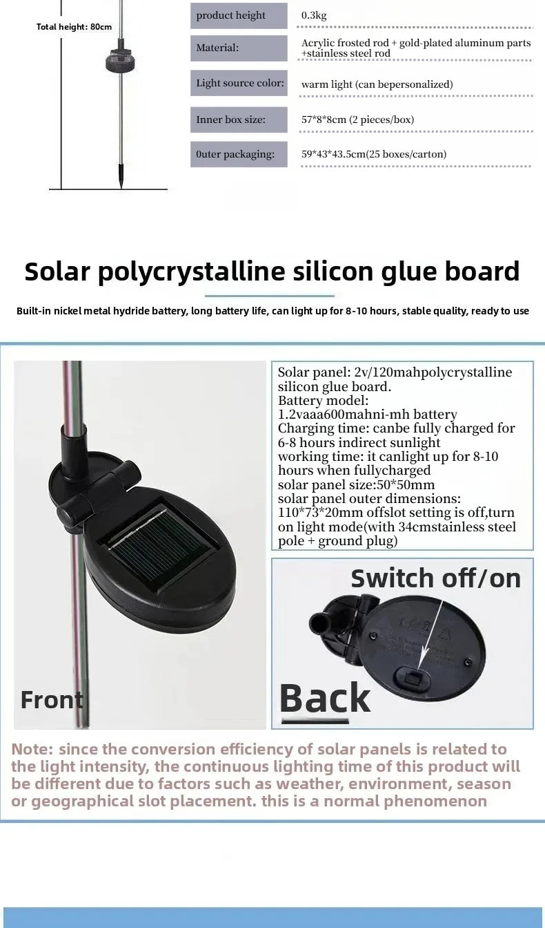 Solar Powered Luminous Reed LED Underground Lamps Outdoor Decorative Flower Stake for Yard Lawn Gardening Garden & Christmas