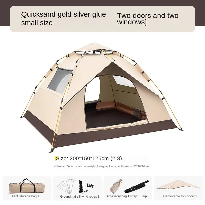 2 3 4 Person Outdoor Camping Family Automatic Waterproof Quick Opening Tent Mosquito Proof Party Portable Beach Hiking Cycling
